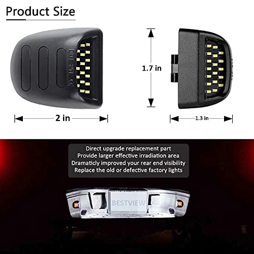 Bestview LED License Plate Lights Assembly w/Red OLED Neon Tube Compatible with Chevy Silverado GMC Sierra 1500 2500 3500 Suburban Tahoe Cadillac Escalade EXT, 6000K White 2-Pieces - Image 4