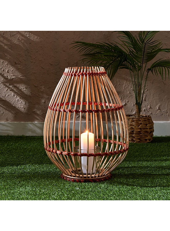 Home Box Deckar Bamboo and Wooden Lantern with Glass Votive 38 x 48 x 38 cm  - Image 1