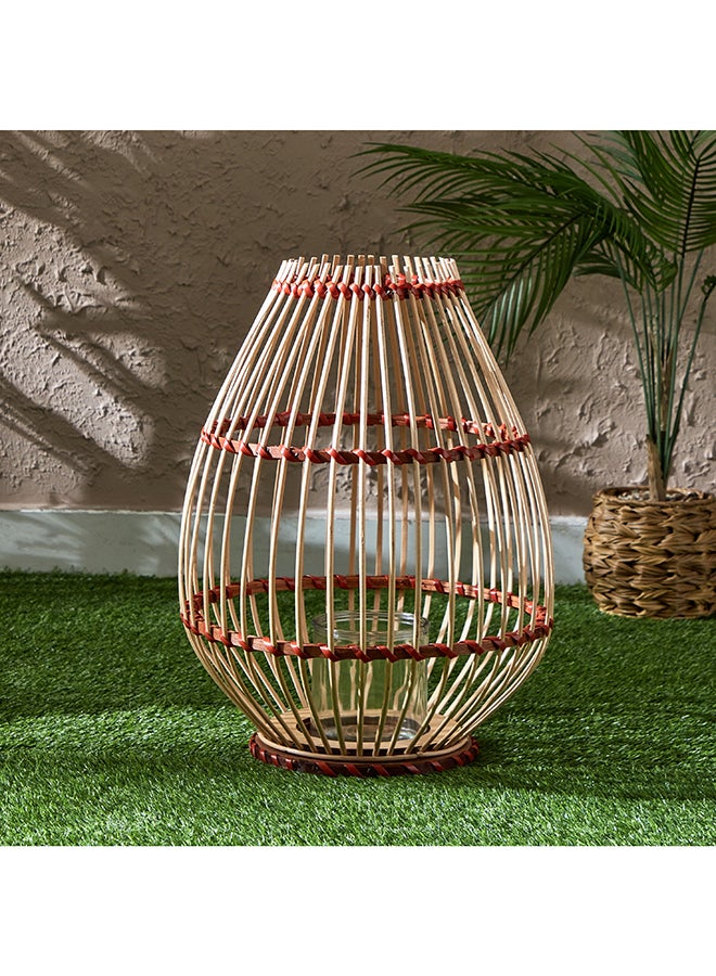 Home Box Deckar Bamboo and Wooden Lantern with Glass Votive 38 x 48 x 38 cm  - Image 2