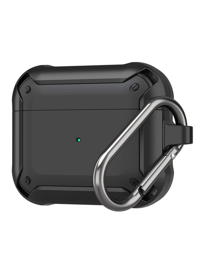 ELTRAZONE AirPods 3 Case With Keychain, Full-Body Rugged Protective Shockproof Carrying Case Cover Skin for AirPods 3rd Generation 2021, Front LED Visible - Image 1