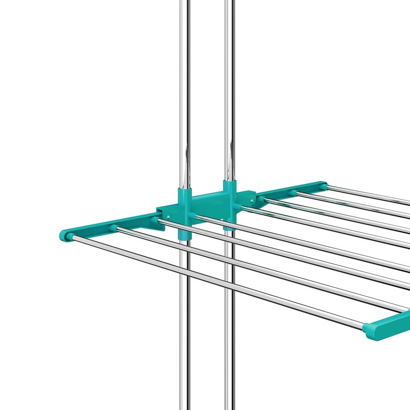 SUNDRY Stainless Steel Heavy Duty Double Pole 3 Layer Cloth Drying Stand for Balcony 3Tier Cloth Stand Green - Image 5
