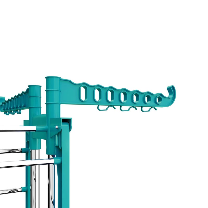 SUNDRY Stainless Steel Heavy Duty Double Pole 3 Layer Cloth Drying Stand for Balcony 3Tier Cloth Stand Green - Image 4