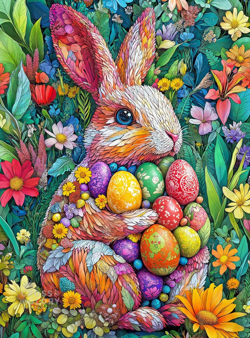 Cross & Glory Cross Glory The Easter Garden Bunny 1000 Piece Jigsaw Puzzle for Adults Easter Egg Rabbit Botanical Spring Artwork Festive Seasonal Puzzle - Image 3