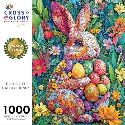 Cross & Glory Cross Glory The Easter Garden Bunny 1000 Piece Jigsaw Puzzle for Adults Easter Egg Rabbit Botanical Spring Artwork Festive Seasonal Puzzle - Image 5