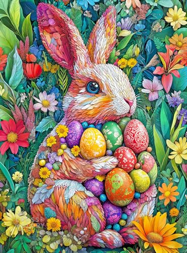 Cross & Glory Cross Glory The Easter Garden Bunny 1000 Piece Jigsaw Puzzle for Adults Easter Egg Rabbit Botanical Spring Artwork Festive Seasonal Puzzle - Image 1