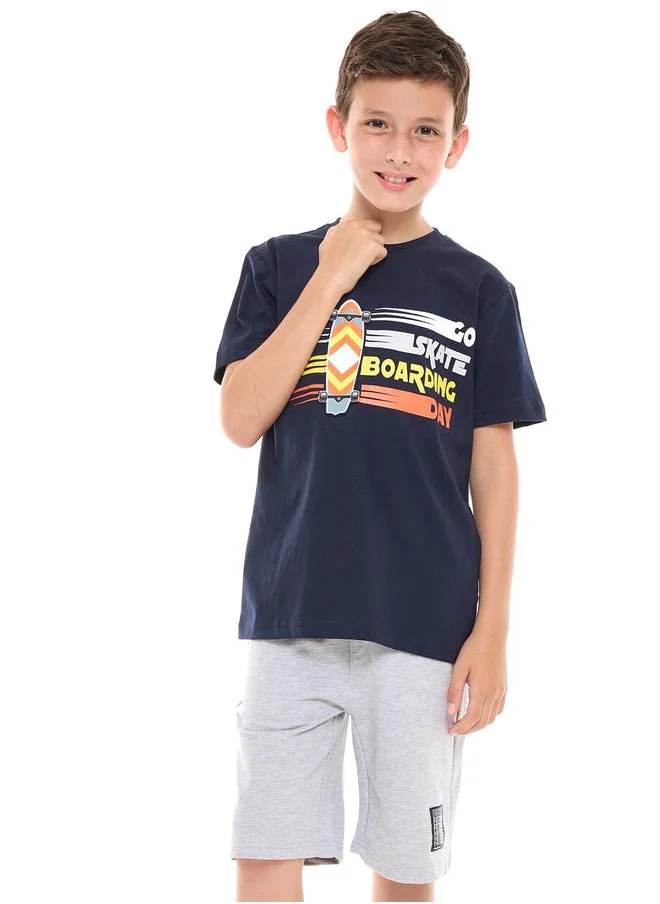 victor and jane Skate Board Graphic Print T-Shirt and Shorts Set by Styli