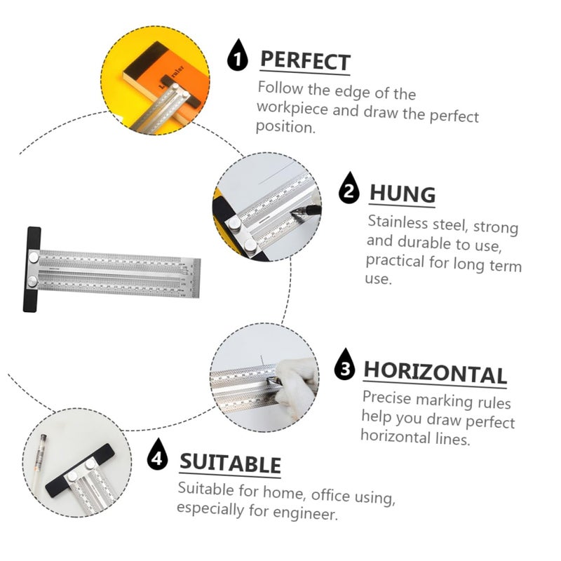 Multifunctional Stainless Steel Ruler Try Square with Precise Marking for Accurate Horizontal Lines - Image 4