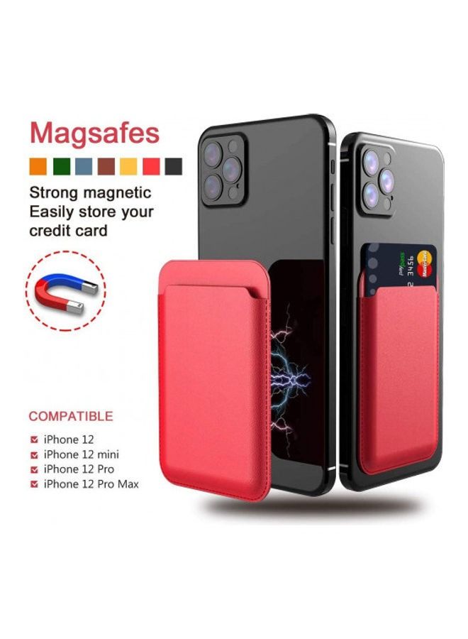 BORTONY Magnetic Card Holder For Apple iPhone 12/12 Mini/12 Pro/12 Pro Max Red - Image 3