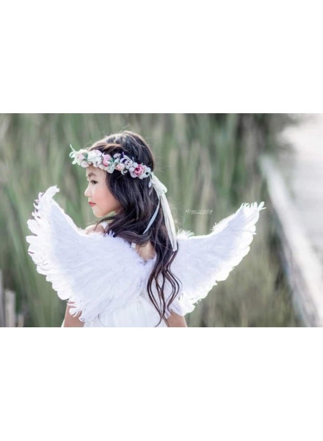 Floral Fall Camellia Flower Crown Rose Headpiece Wedding Bridal Flower Girl Halo Maternity Photo Props FL-03, Pink Flower With Babysbreath, M - Image 4