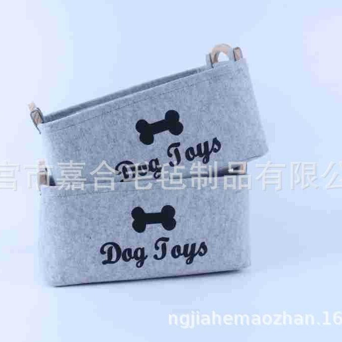 Felt Toy Home Storage Box Pet Toy Storage Box Wooden Handle Square Storage Box Multi-Size - Image 5