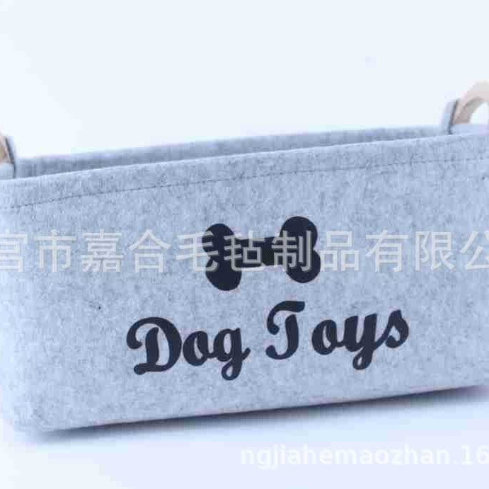 Felt Toy Home Storage Box Pet Toy Storage Box Wooden Handle Square Storage Box Multi-Size - Image 3