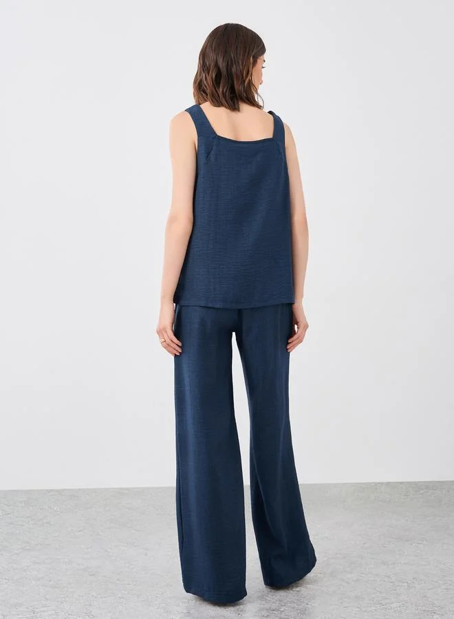 Styli Styli Solid Square Neck Top and Pants Co-Ords