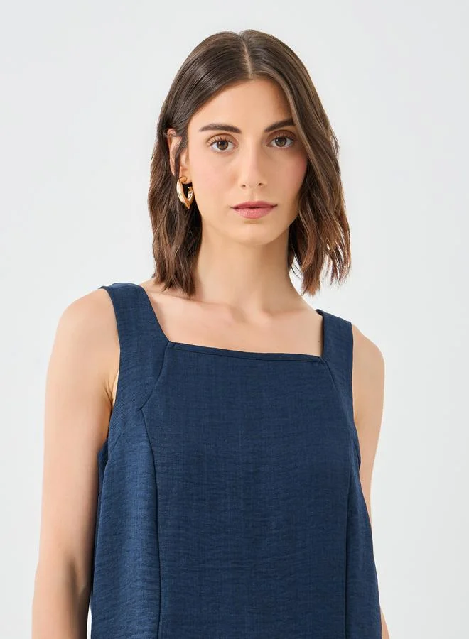Styli Styli Solid Square Neck Top and Pants Co-Ords