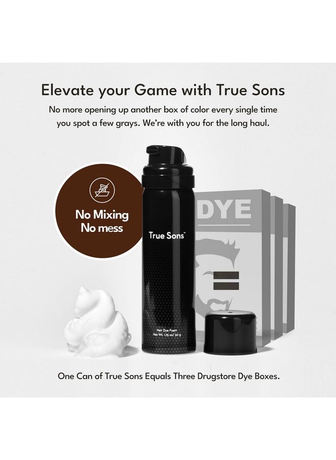 True Sons - Hair Dye Foam For Men Natural Look Effortless, Multiuse Dye Kit With Instant Color Booster Applicator, Ammoniafree Formula For Sensitive Skin, Simpler Hair And Beard Dye (Dark Brown) - Image 1