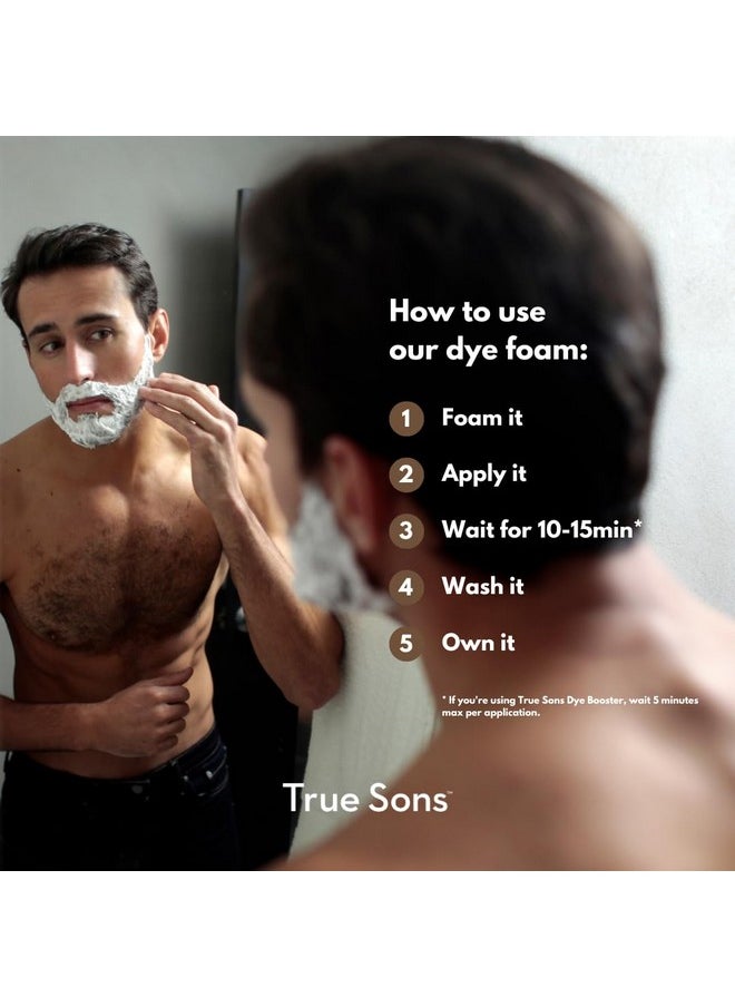 True Sons - Hair Dye Foam For Men Natural Look Effortless, Multiuse Dye Kit With Instant Color Booster Applicator, Ammoniafree Formula For Sensitive Skin, Simpler Hair And Beard Dye (Dark Brown) - Image 1