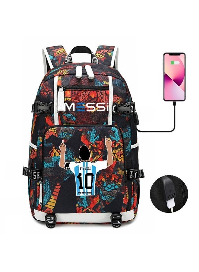 general Lionel Messi, football star Backpack, with Compartments Students Schoolbag Backpack Girls Anime Kawaii Cartoon SchoolBag - Image 1