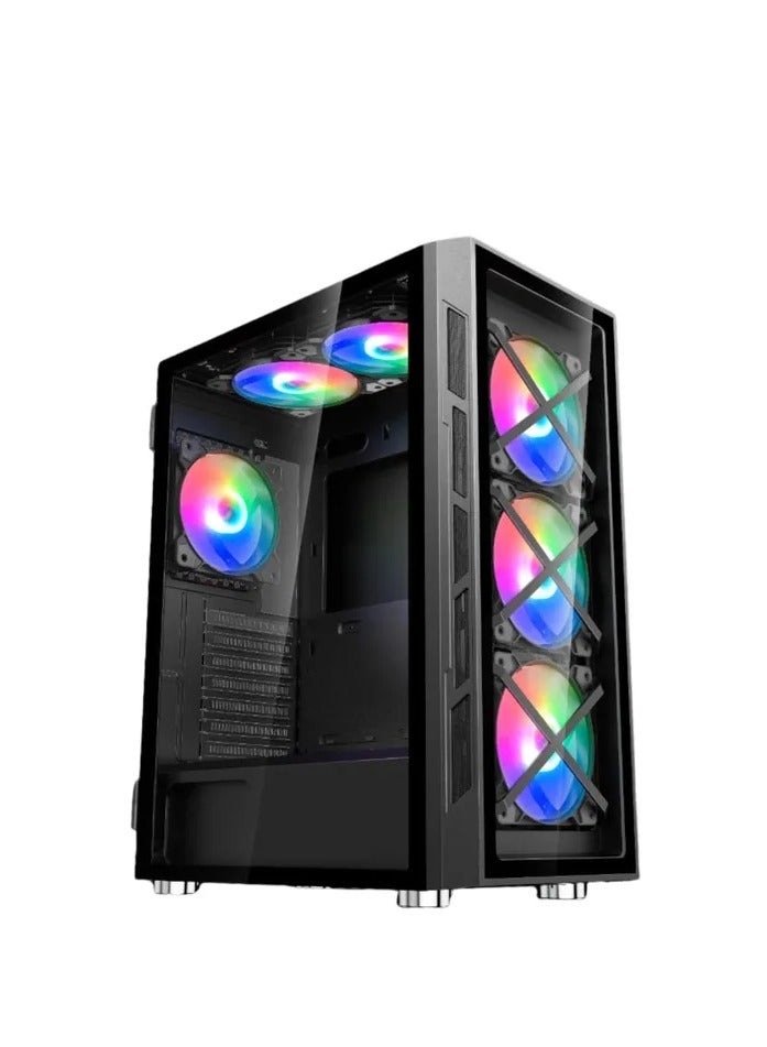 WJCOOLMAN صندوق ألعاب WJ COOLMAN X6 ARGB مع 6 مراوح - أسود - Image 1