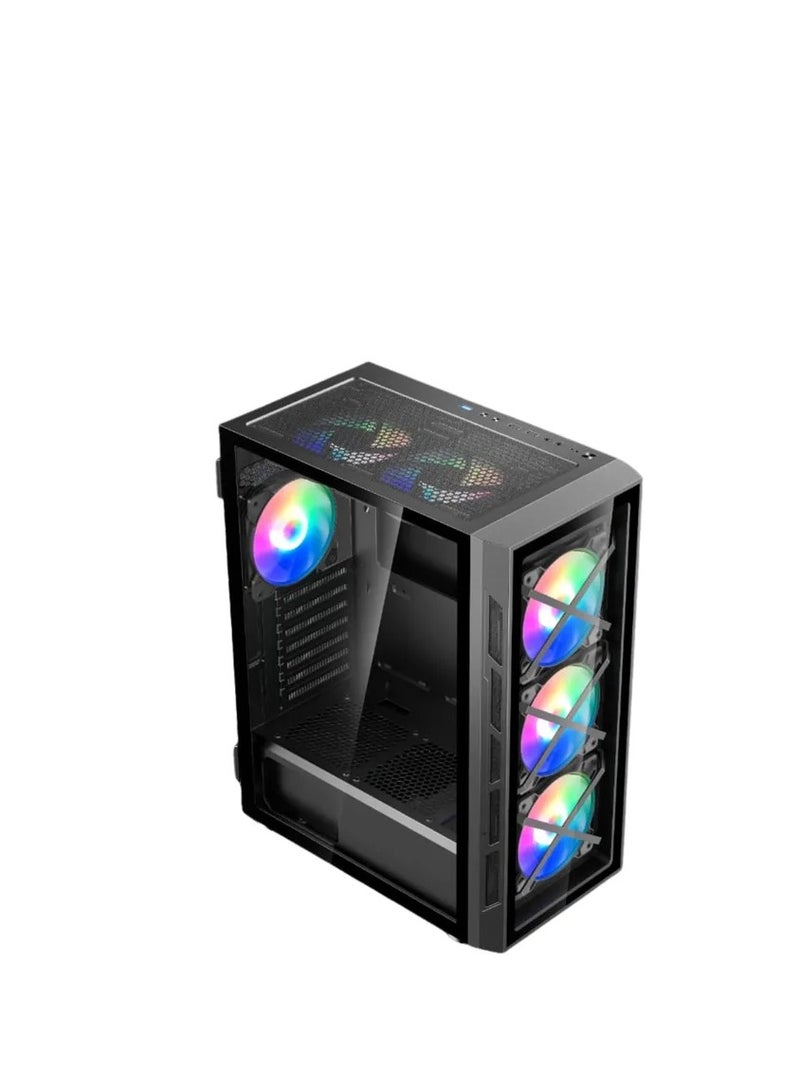 WJCOOLMAN صندوق ألعاب WJ COOLMAN X6 ARGB مع 6 مراوح - أسود - Image 5