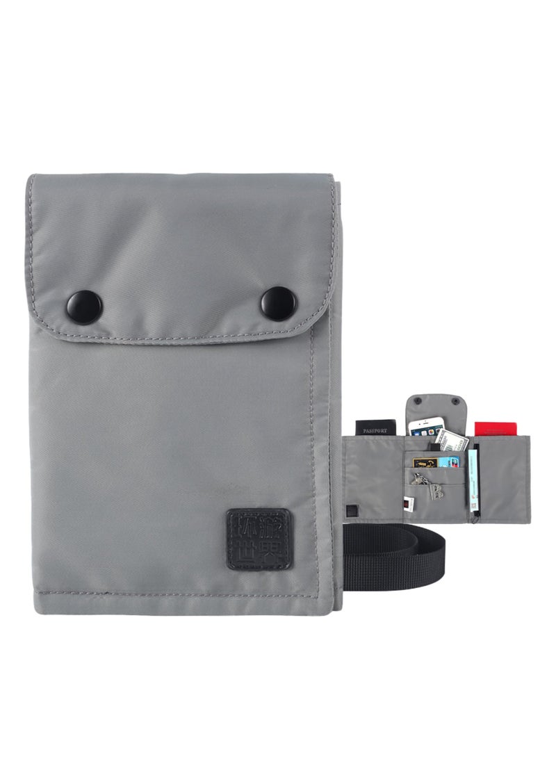 SYOSI Travel Neck Wallet, Passport Holder Neck Pouch For Women & Men, Waterproof Passport Bag And Travel Pouch, Travel Documents Organizer For Cash Credit Card, Shoulder & Crossbody, Grey - Image 1
