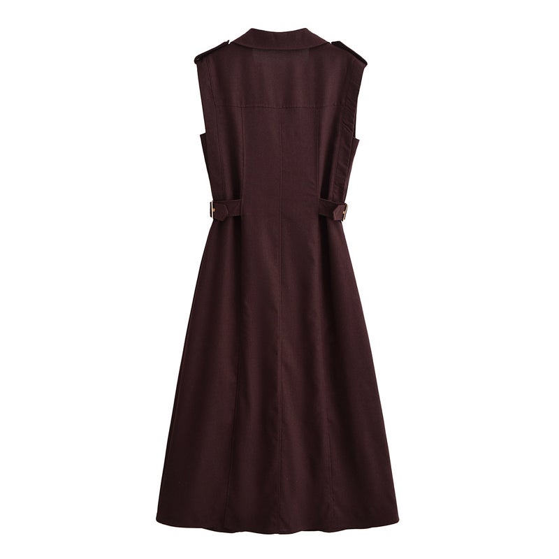2025 Women'S Linen Midi Slim Fashion Dress Women - Image 4