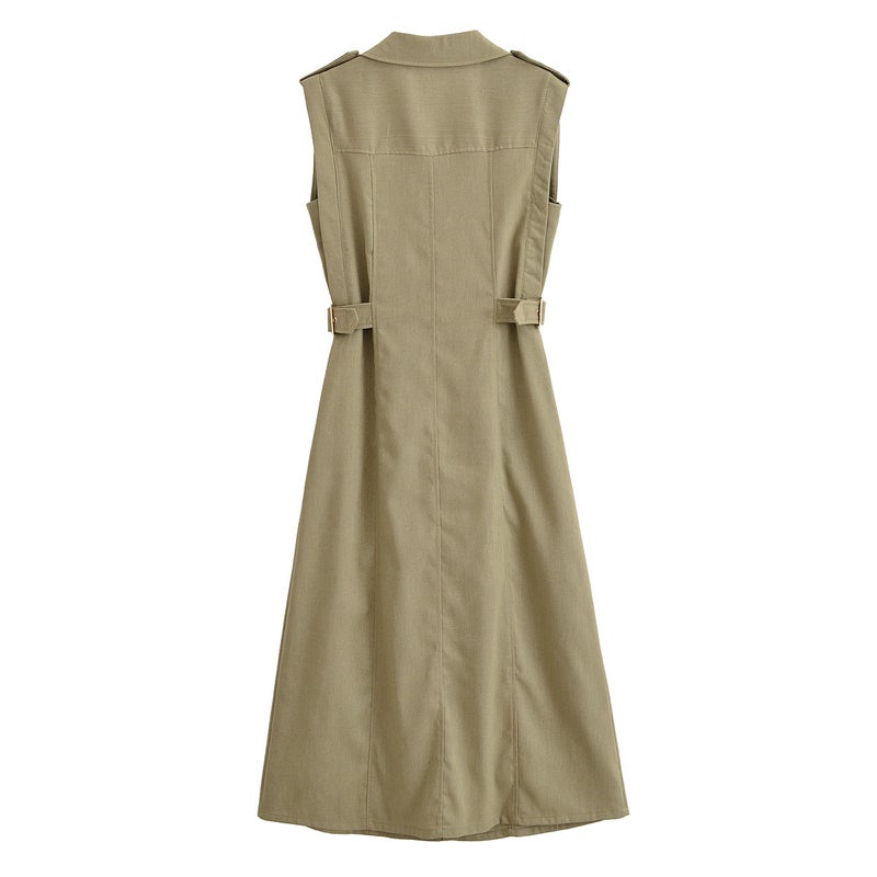 2025 Women'S Linen Midi Slim Fashion Dress Women - Image 5