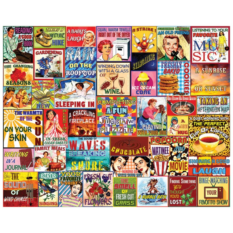 White Mountain 1000 Piece Jigsaw Puzzle Funny Collage Puzzles with Large Pieces Gift for Adults and Family 24x30 Simple Pleasures - Image 3
