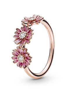 PANDORA Pink Daisy Flower Trio Ring  - Image 2