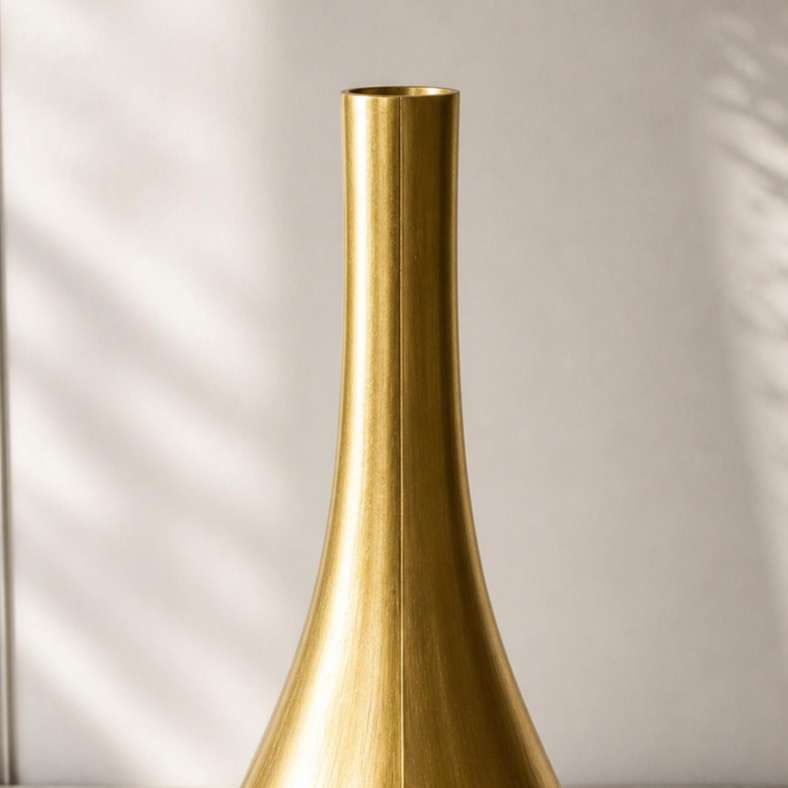 Pan Home Hearth Metal Flute Vase 22x22x84cm - Gold - 112ZAM9900013 - Image 2