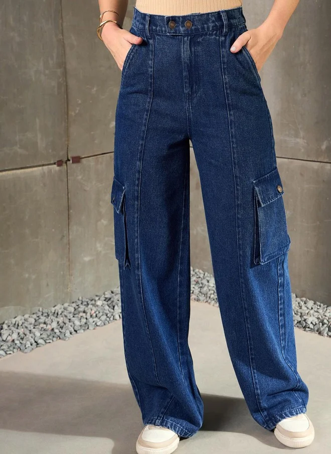 ساسافراس Cargo Jeans for Women in Medium Blue