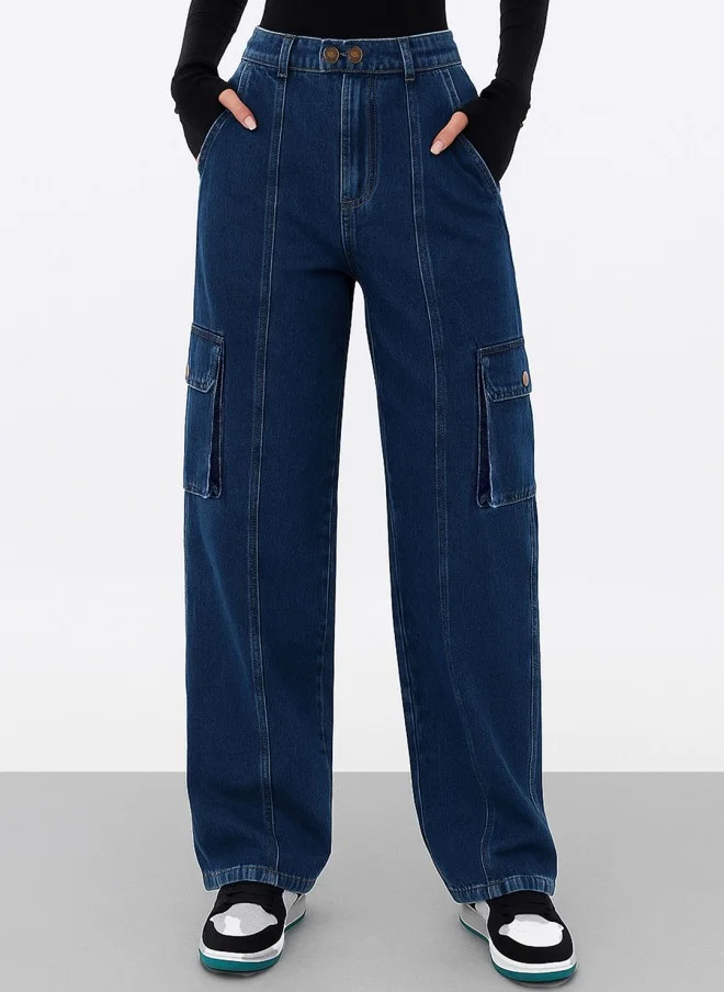 ساسافراس Cargo Jeans for Women in Medium Blue