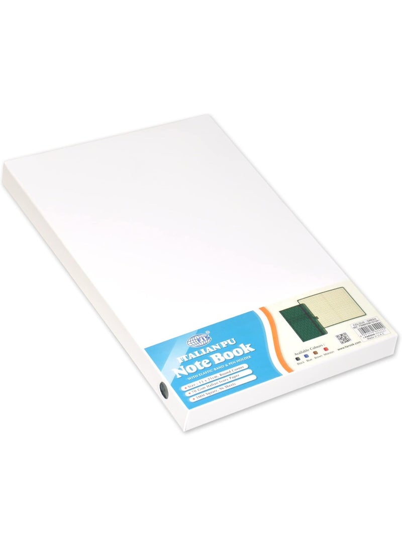 FIS دفتر تنفيذي FIS®، حجم 13x21 سم، 96 ورقة 5 مم مربع مع نافذة PU مرنة تصميم أخضر 1 -FSNBEX5M1321GR1 - Image 3