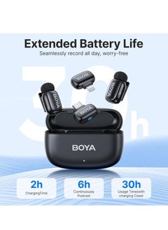 BOYA Boya Mini-12 Wireless Microphone for iPhone/Android/PC/Tablets with USB C/Lightning Plug, MFi Certified, Noise Reduction, AI Voice Changer, 30H Battery Life with Charging Case for Video Recording Podcast  - Image 2