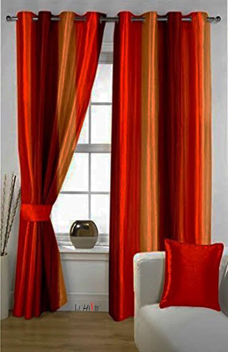 Milan Italian Curtain 7D Hybrid Printed Set of 2 Multi Color, Window- 4ft x 5ft,(Maroon, Orange & Gold) - Image 3