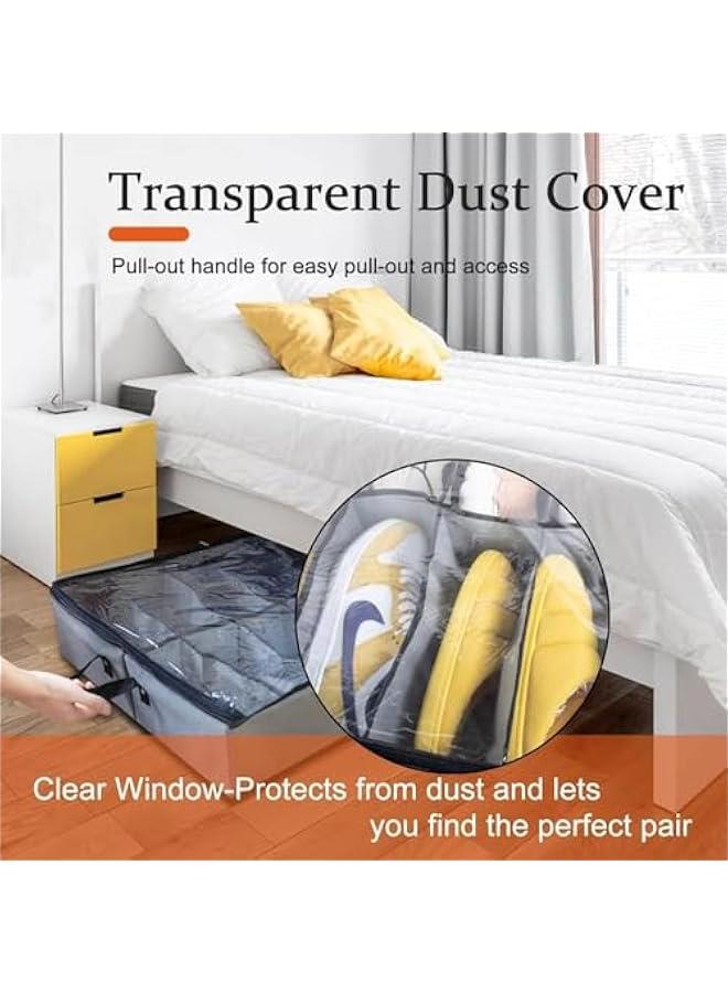 TRASSLE 2-pack Under Bed Shoe Storage Organizer,fits Total 20 Pairs,sturdy Underbed Shoe Container Box Storage With Clear Cover,shoes Organizer For Sneakers,high Heels,flip Flop (Linen ash)  - Image 5