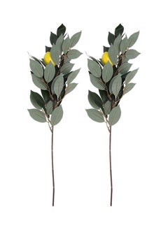 Generic 2-Piece Artificial Lemon Plant Branches Green/Brown/Yellow  - Image 1