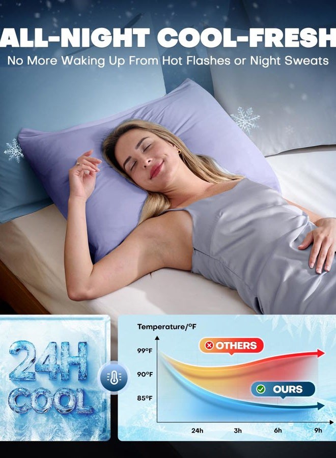Rifens Cooling Pillowcases for Hot Sleepers Set of 2, Soft & Smooth (Purple, Queen) - Image 3