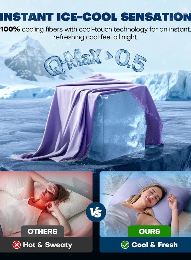 Rifens Cooling Pillowcases for Hot Sleepers Set of 2, Soft & Smooth (Purple, Queen) - Image 2