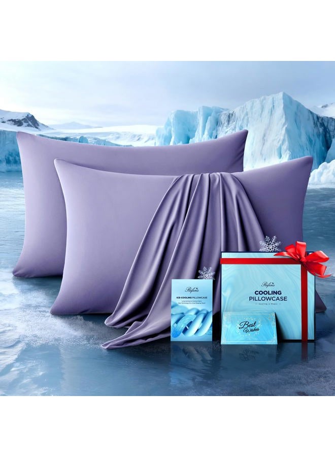 Rifens Cooling Pillowcases for Hot Sleepers Set of 2, Soft & Smooth (Purple, Queen) - Image 1