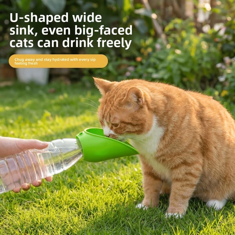 Green And Pink Portable Foldable Silicone Pet Water Bowl Adapter Leakproof Dog Water Cup For Outdoor Trips Fits Standard Mineral Water Bottles Food Grade Easy Clean Material Practical Present For Dog Cat Lovers - Image 3