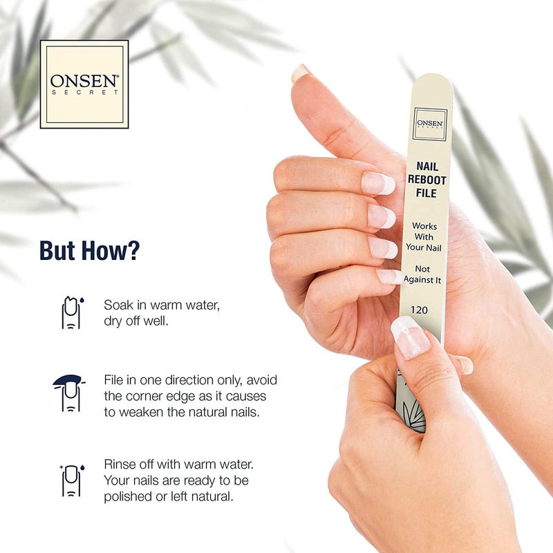 Onsen Japanese Nail Shape & Shine Kit | 3-Way Nail Buffer Block w/ 2 Extra Pads & 6-Pack Professional File 120/180 Grit for Natural and Acrylic Nails | Shape and Shine Series - Super Value Bundle - Image 3