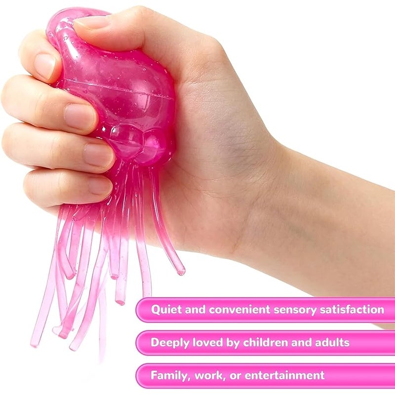 QITAI Jellyfish Squeeze Toys, Drop Malt Sugar Balls Relieve Stress, Sensory Toy with a Super Solid Squish for Adult, Squishy Ultra Squishy and Moldable Slow Rise (Pink) - Image 5