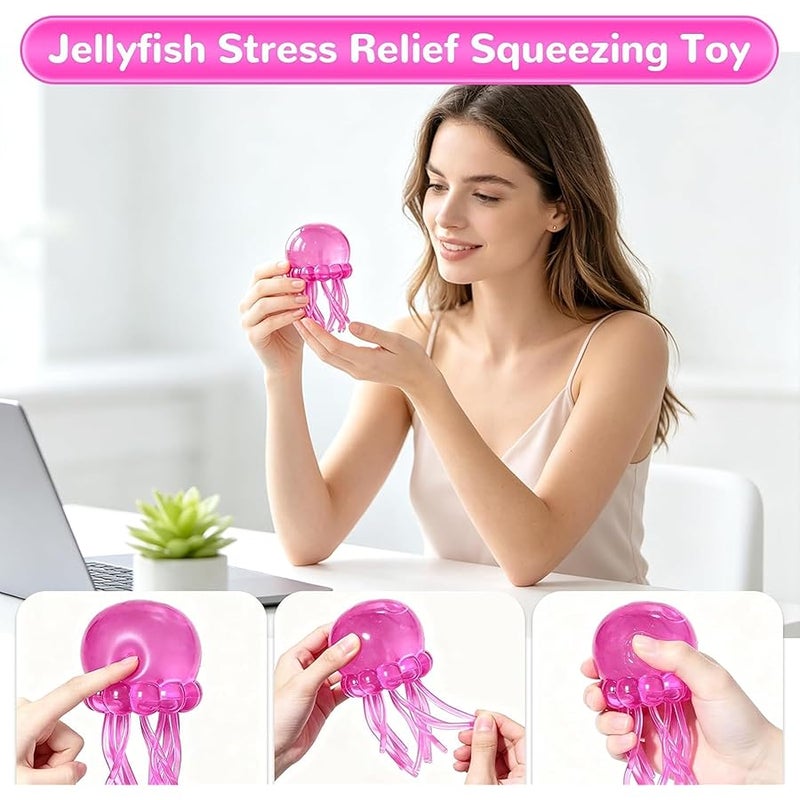 QITAI Jellyfish Squeeze Toys, Drop Malt Sugar Balls Relieve Stress, Sensory Toy with a Super Solid Squish for Adult, Squishy Ultra Squishy and Moldable Slow Rise (Pink) - Image 4