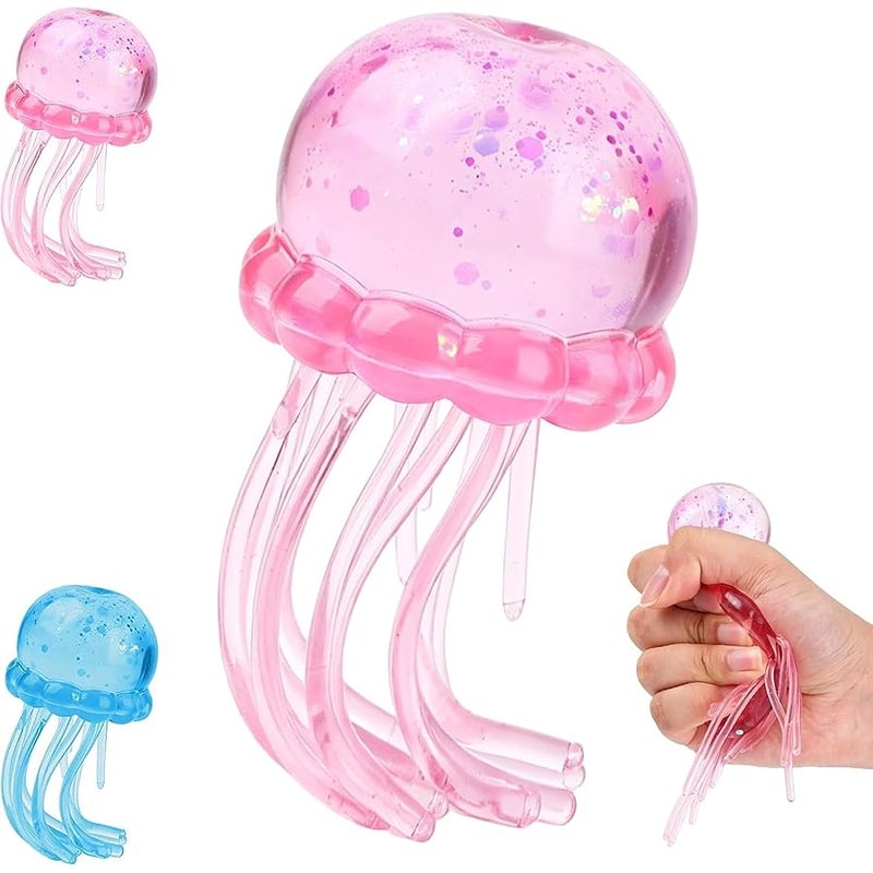 QITAI Jellyfish Squeeze Toys, Drop Malt Sugar Balls Relieve Stress, Sensory Toy with a Super Solid Squish for Adult, Squishy Ultra Squishy and Moldable Slow Rise (Pink) - Image 1