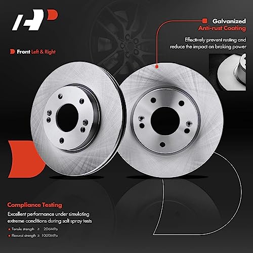 A-Premium 11.02 inch (280mm) Front Vented Disc Brake Rotors + Ceramic Pads Kit Compatible with Select Hyundai and Kia Models - Elantra, Elantra Coupe, Elantra GT, For Veloster, Forte, Forte Koup - Image 4
