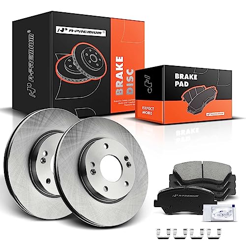 A-Premium 11.02 inch (280mm) Front Vented Disc Brake Rotors + Ceramic Pads Kit Compatible with Select Hyundai and Kia Models - Elantra, Elantra Coupe, Elantra GT, For Veloster, Forte, Forte Koup - Image 1