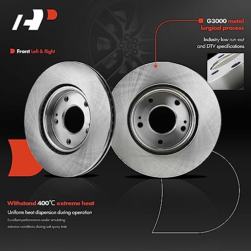 A-Premium 11.02 inch (280mm) Front Vented Disc Brake Rotors + Ceramic Pads Kit Compatible with Select Hyundai and Kia Models - Elantra, Elantra Coupe, Elantra GT, For Veloster, Forte, Forte Koup - Image 5