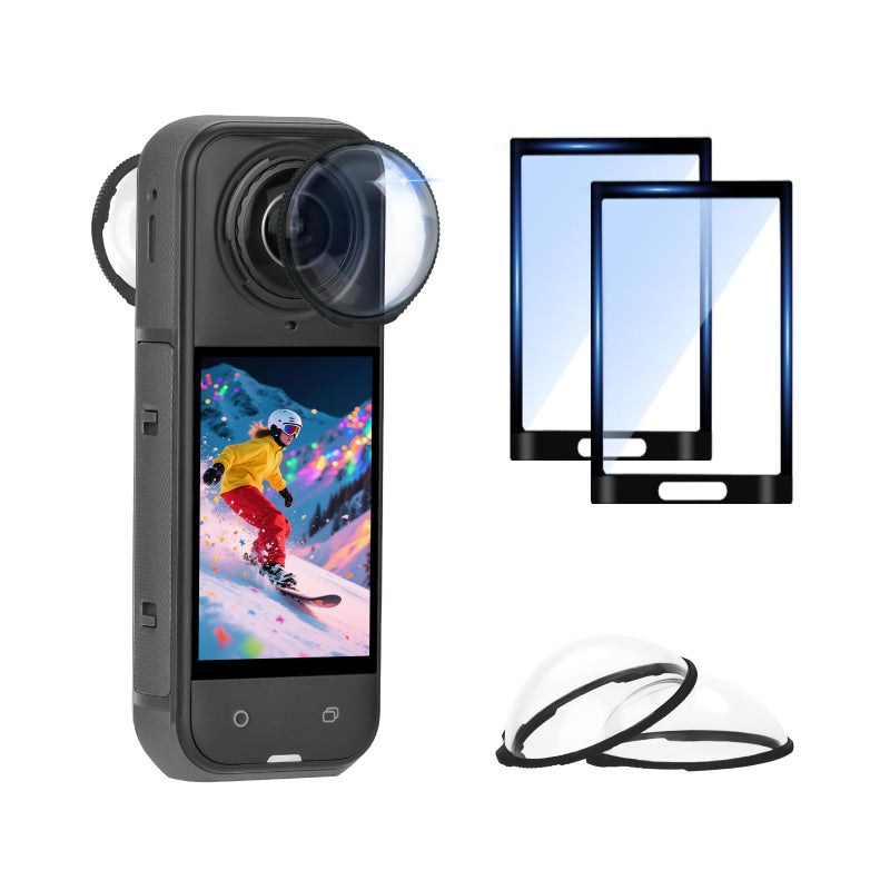 Flymile Insta 360 X5 Premium Lens Guard 2 Pack Screen Protector Accessories Bundle 10H Transparency Tempered Glass Film Lens Cover for Insta360 X5 Protective Kit Antiscratch CameraBubble Free - Image 2