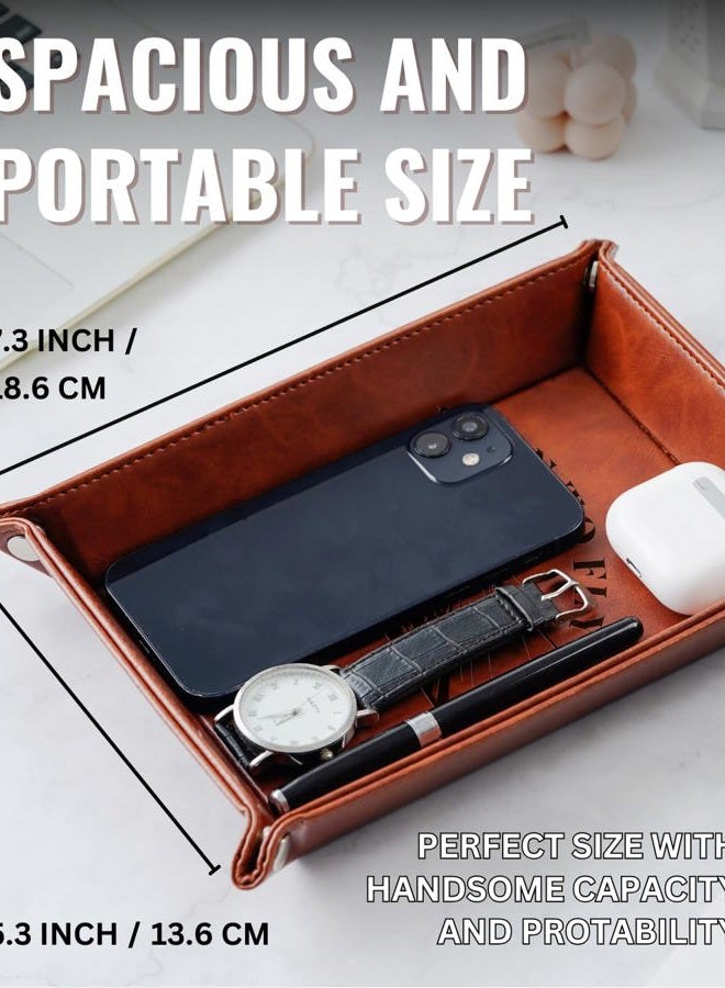 INNObeta Pilot Gifts Valet Tray for Male, Men, Aviation Gifts Desktop Storage Organizer PU Leather Bedside Tray Key Coin Holder for Birthday, Christmas - Born to Fly - Image 5