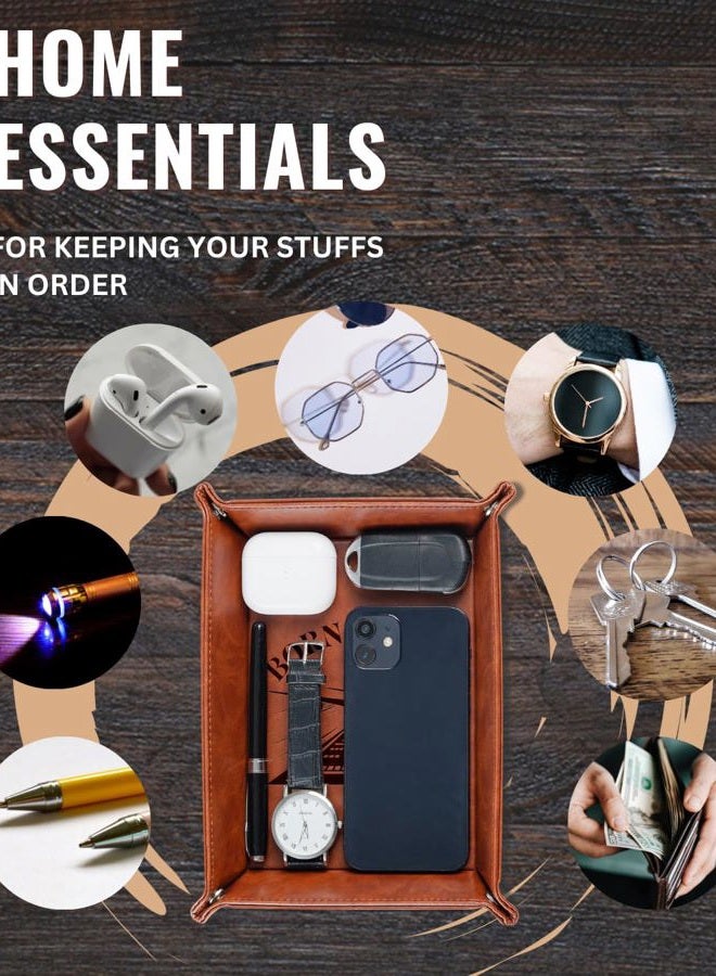 INNObeta Pilot Gifts Valet Tray for Male, Men, Aviation Gifts Desktop Storage Organizer PU Leather Bedside Tray Key Coin Holder for Birthday, Christmas - Born to Fly - Image 3