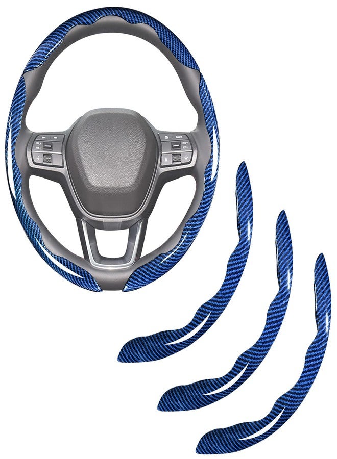 Aimato Carbon Fiber Steering Wheel Covers 3 Piece Clip on Steering Wheel Cover (Blue) - Image 1